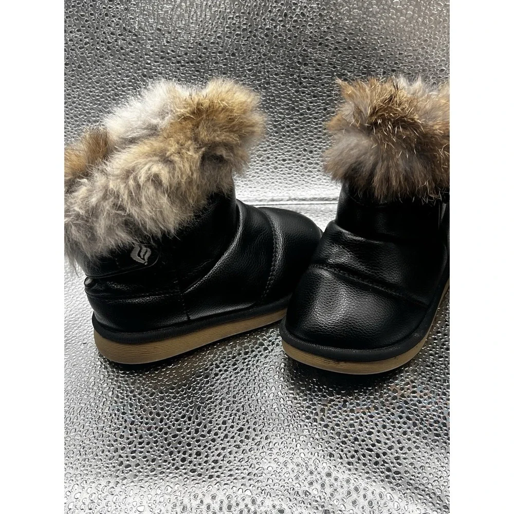 Kids Warm Comfy Girls Faux Fur Snow Boots Ankle Indoor Outdoor Winter Boots